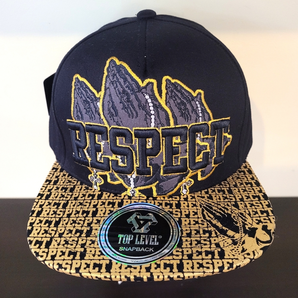 Praying Hands "Respect" Gold and Black Snapback
